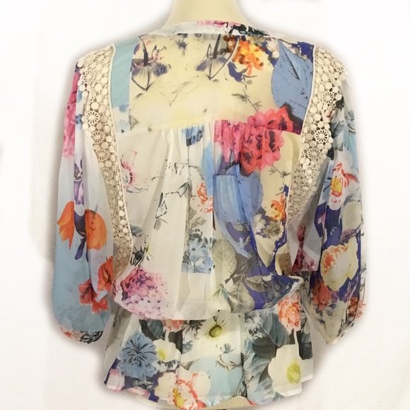 DANIEL RAINN PEASANT STYLE GATHERED WAIST BLOUSE - Picture 2 of 4